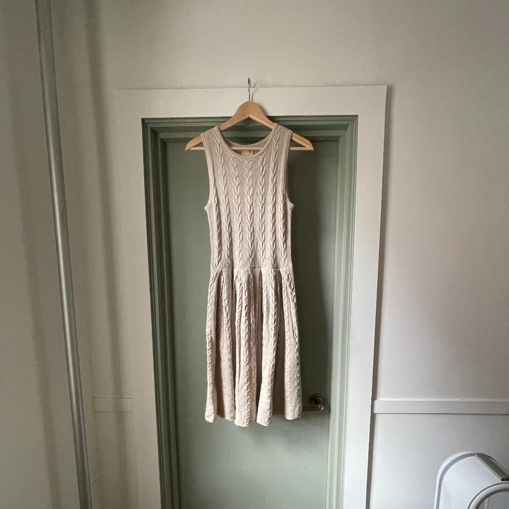 Far Away From Close Beige Wool Cableknit Dress